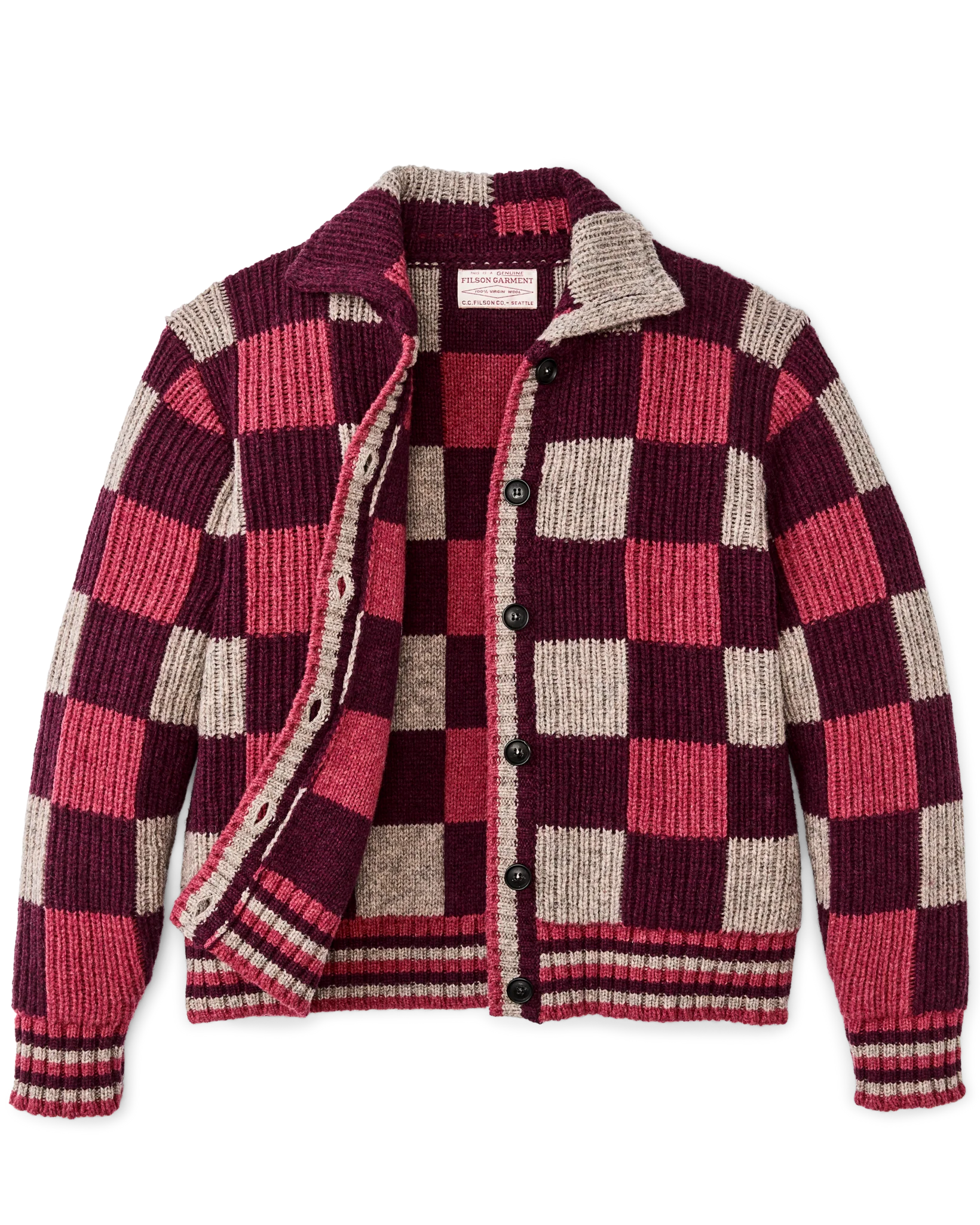 Women's Checkered Wool Cardigan