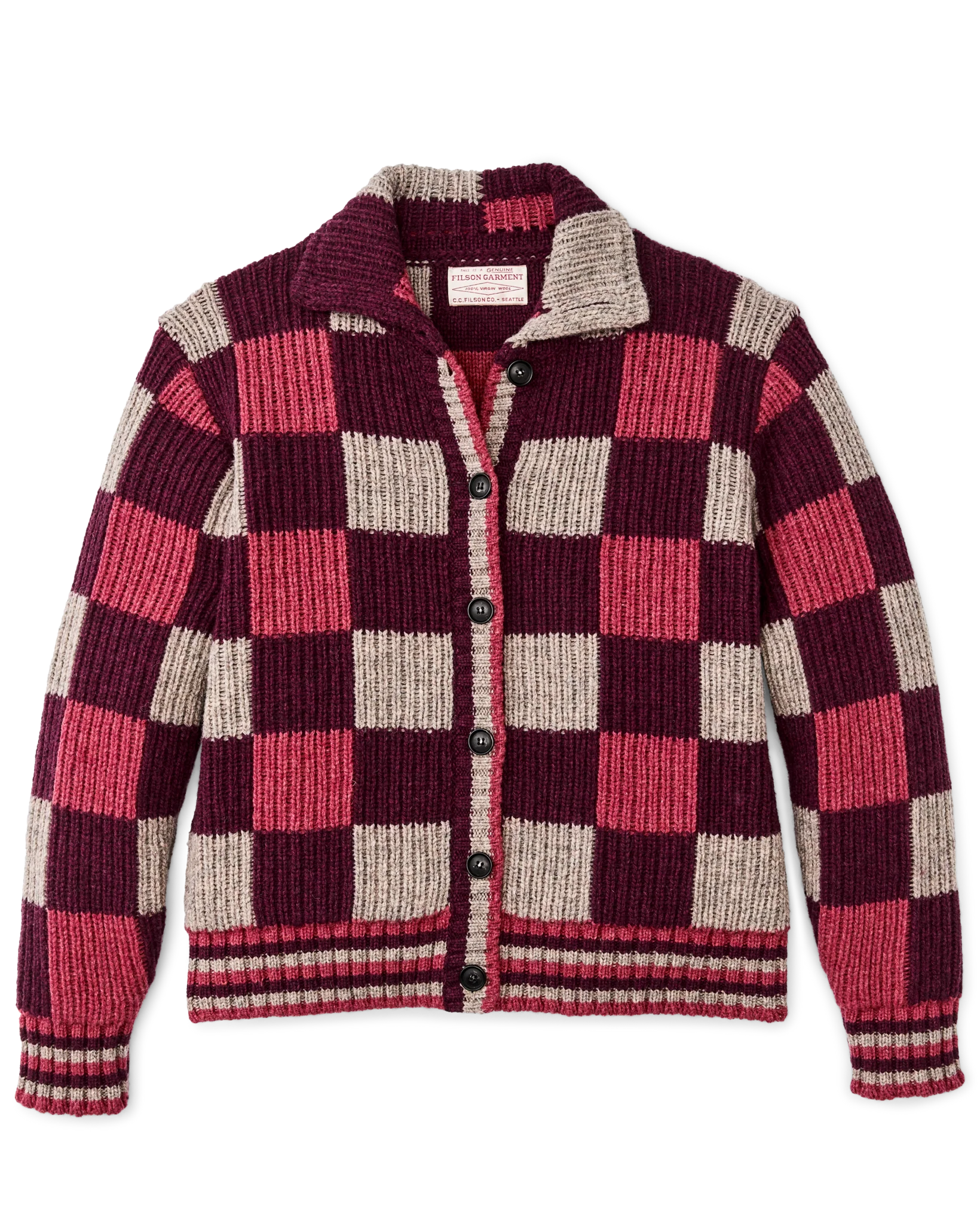 Women's Checkered Wool Cardigan