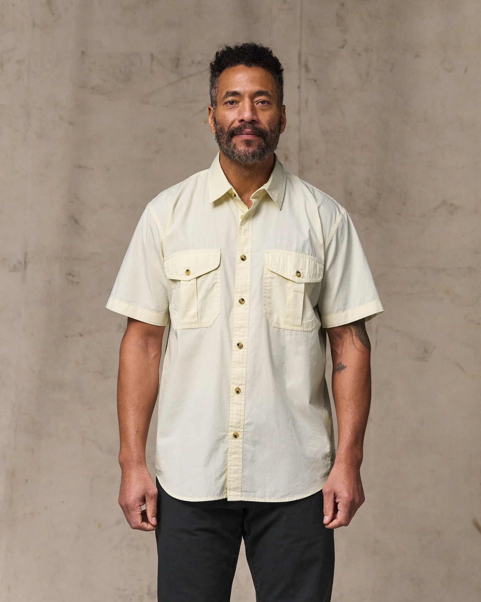 Washed Short Sleeve Feather Cloth Shirt
