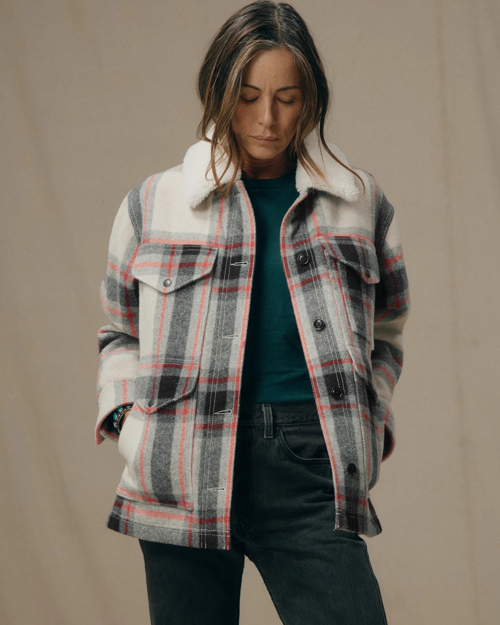 Women's Mackinaw Wool Shearling Cruiser Jacket